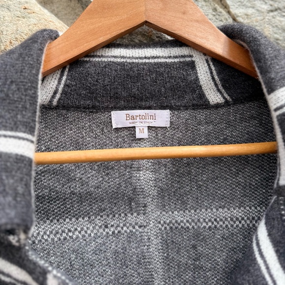 Bartolini Italian Soft Wool Cashmere Windowpane Plaid Knit Cardigan - Picture 2 of 6